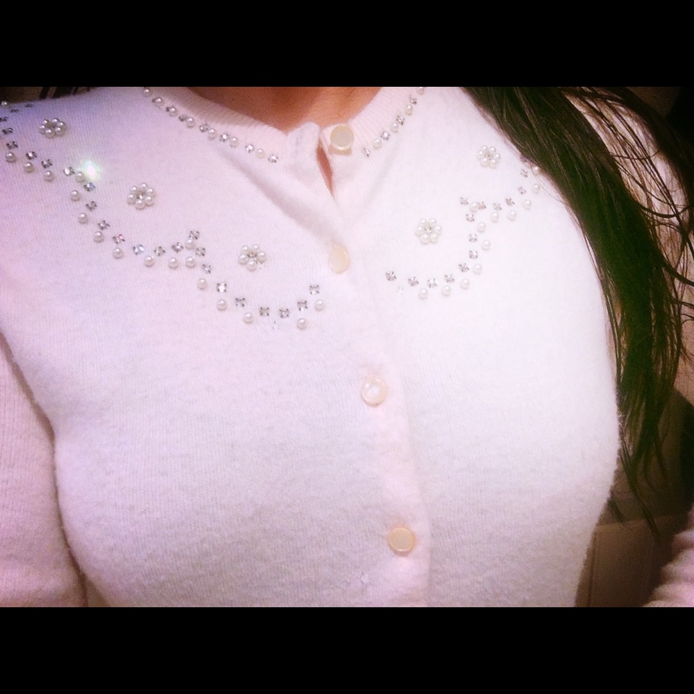 Super soft pink jeweled cardigan m